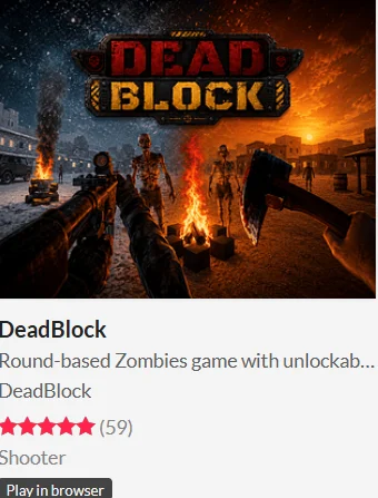 DEAD BLOCK on itch.io, a round-based zombies game rated five stars